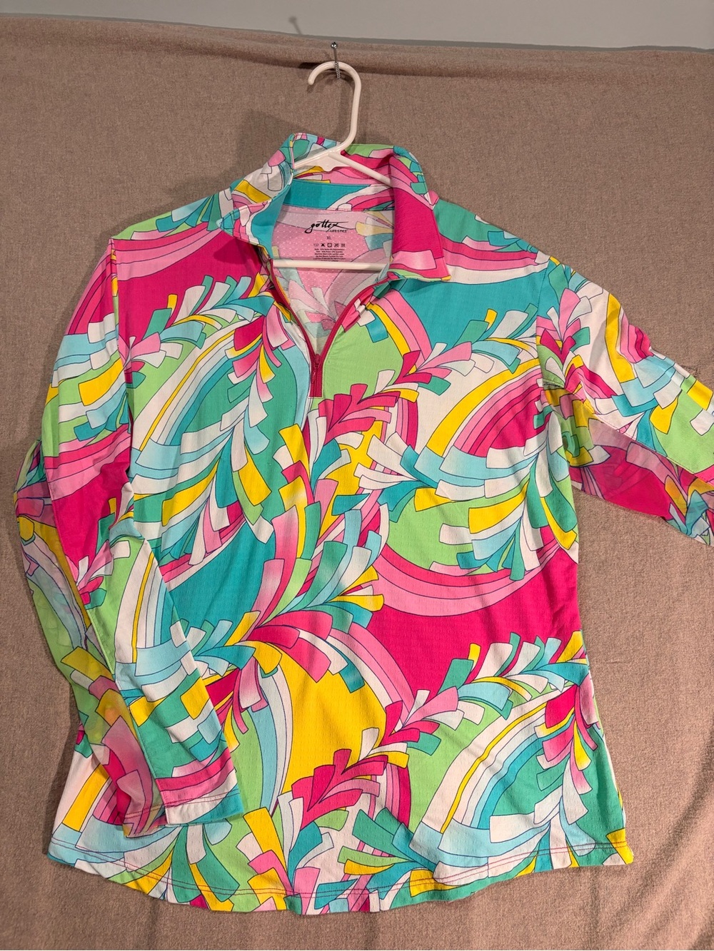 Gottex Women's Multi-Color Print Quarter-Zip Pullover
